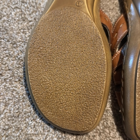 Spring Step Leather Sand Dollar Slide Sandals Brown Comfort Coastal Boho Sz 9.5 - Picture 7 of 12